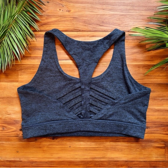 PELOTON Racerback Sports Bra - Dark Blue Heathered Black - Size M - Picture 4 of 12